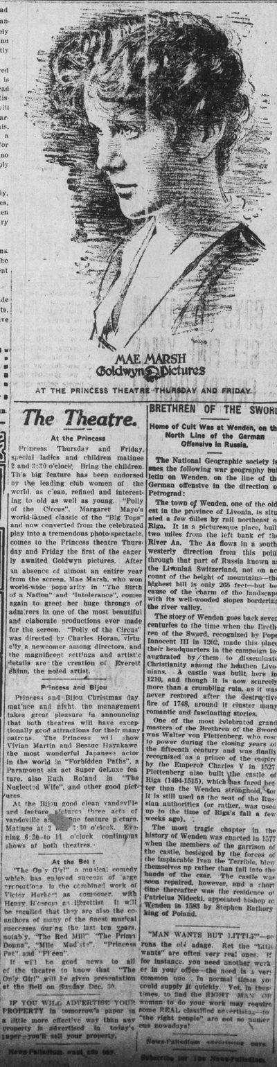 Princess Theatre - Dec 1917